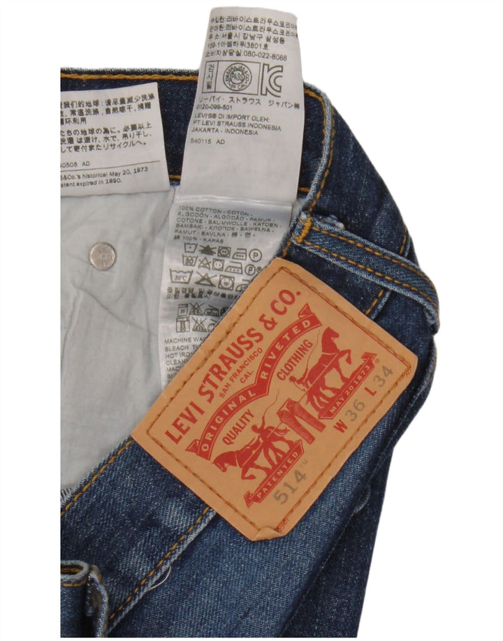 Levi's Mens 514 Straight Jeans W36 L34 Blue Cotton