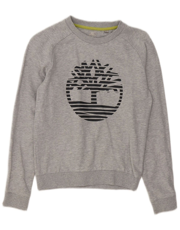 Timberland Boys Graphic Sweatshirt Jumper 11-12 Years XS Grey Flecked