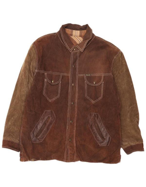 Diesel Herre Vendbar jakke UK 40 Large Brown Plaid Læder