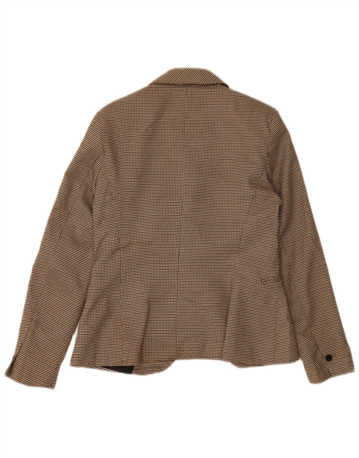 Zara Womens 1 Button Blazer Jacket EU 38 Small Brown Houndstooth