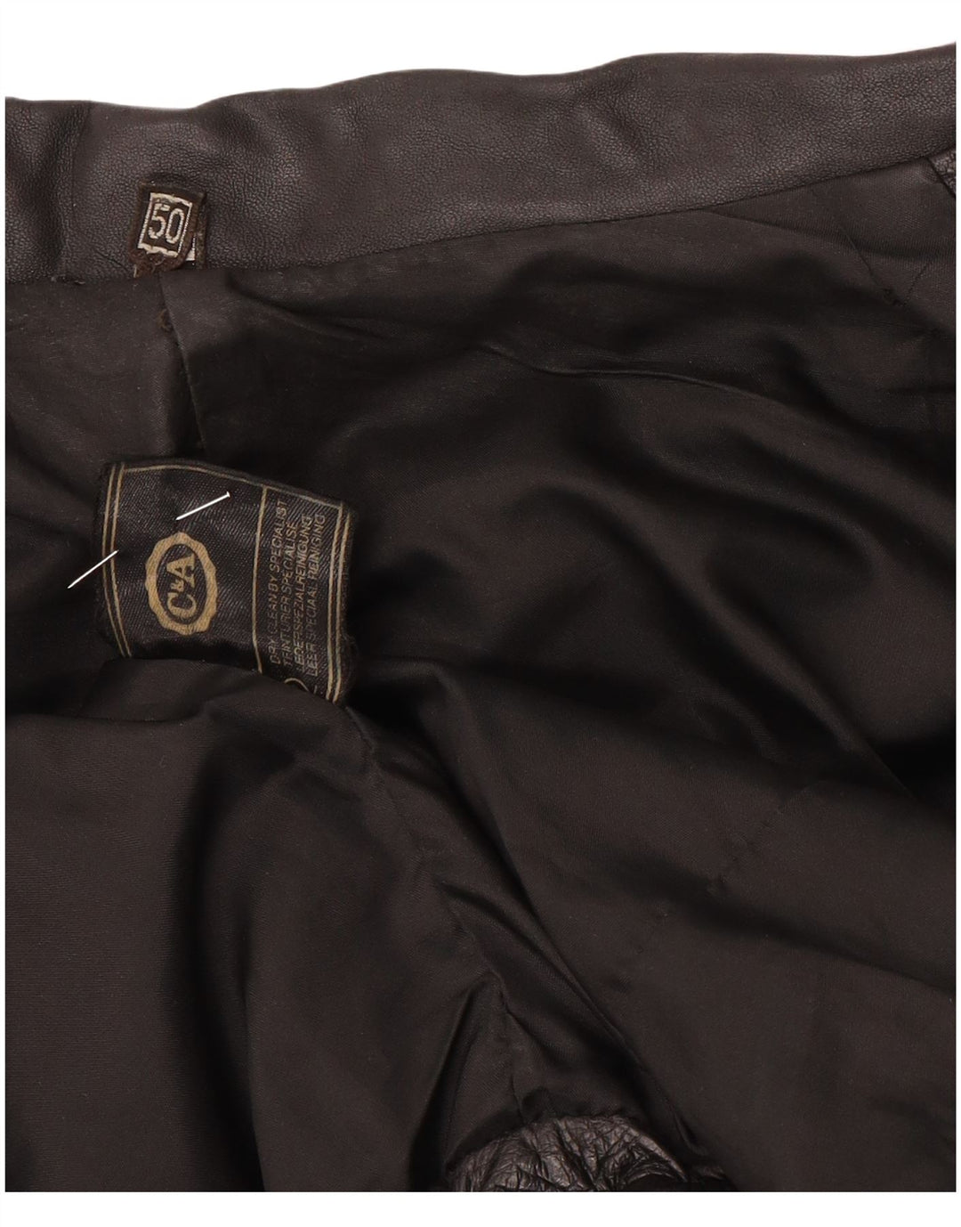 C & A Mens Loose Fit Leather Jacket EU 50 Large Black Leather