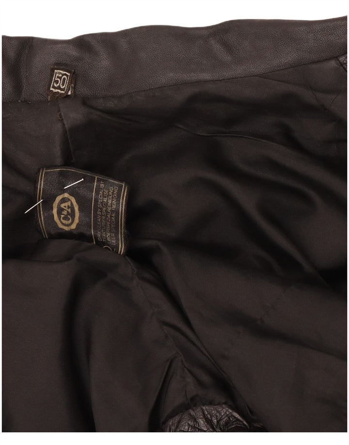 C & A Mens Loose Fit Leather Jacket EU 50 Large Black Leather