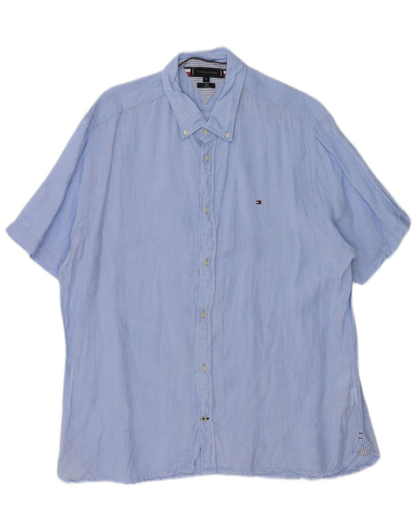 Tommy Hilfiger Kortærmet Herre Slim Fit skjorte 2XL Blå hør
