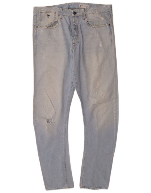 G-Star Mens Distressed Banana Slim Jeans W35 L36 Blue Cotton
