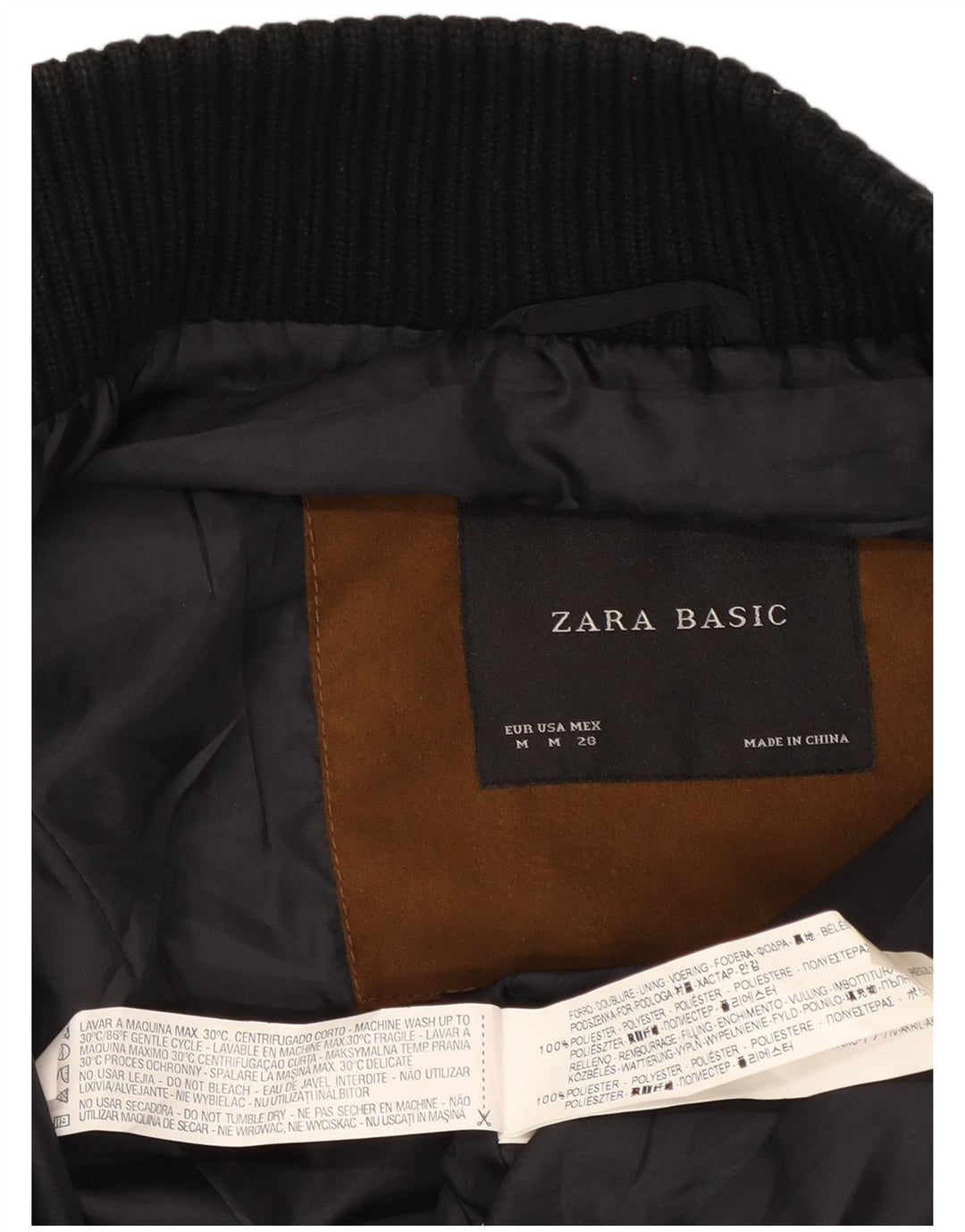 Zara Womens Quilted Gilet UK 12 Medium Black Colourblock Polyester