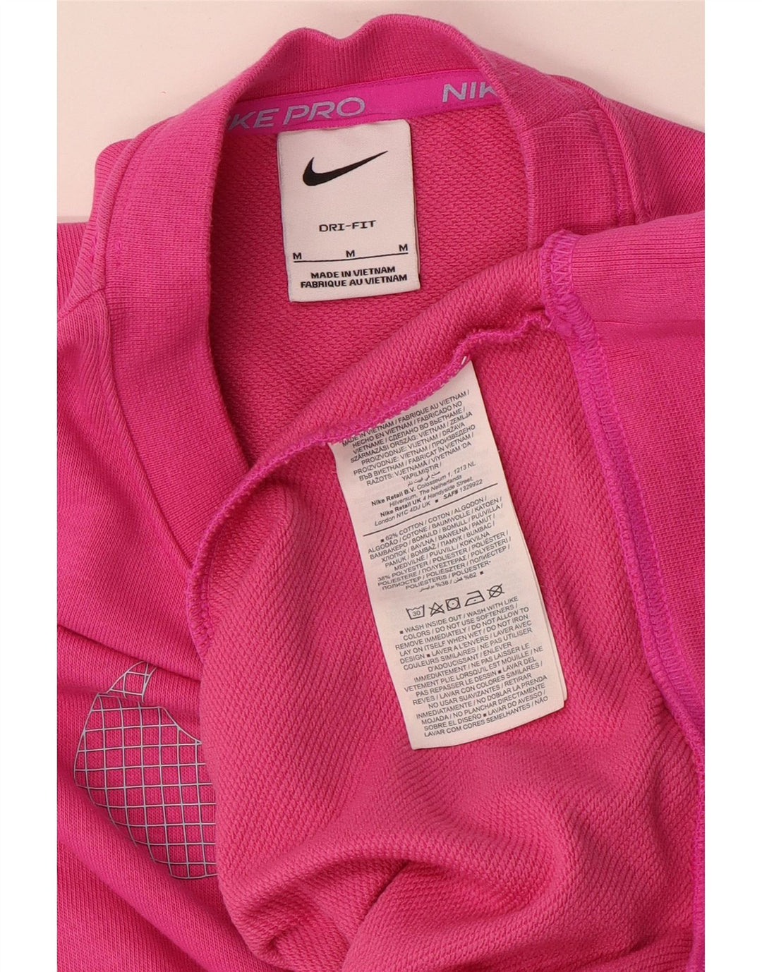 Nike Womens Graphic Oversized Sweatshirt Jumper UK 14 Medium Pink Cotton