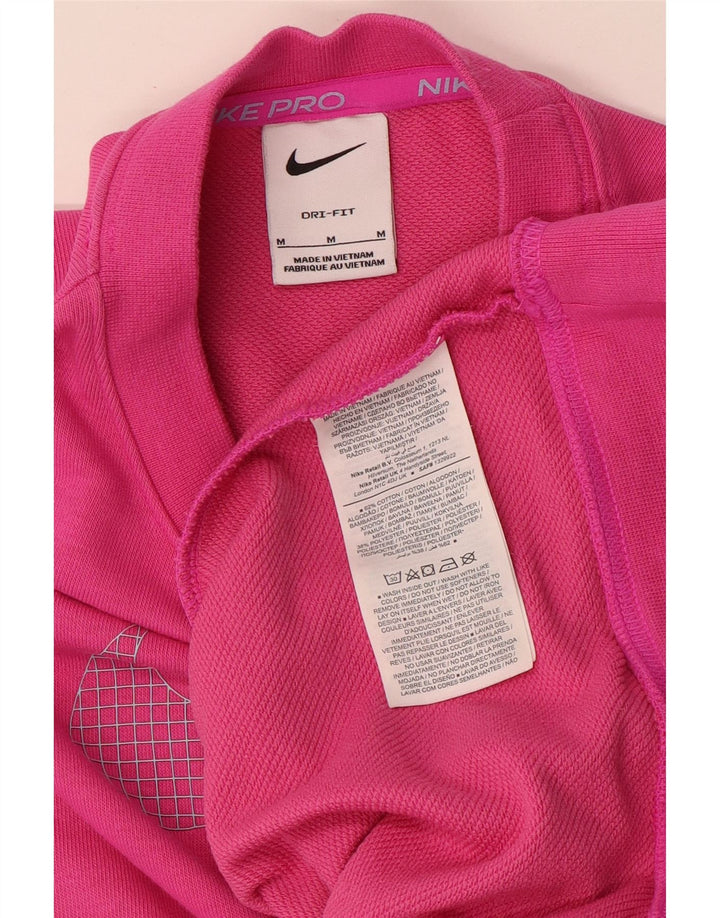 Nike Womens Graphic Oversized Sweatshirt Jumper UK 14 Medium Pink Cotton