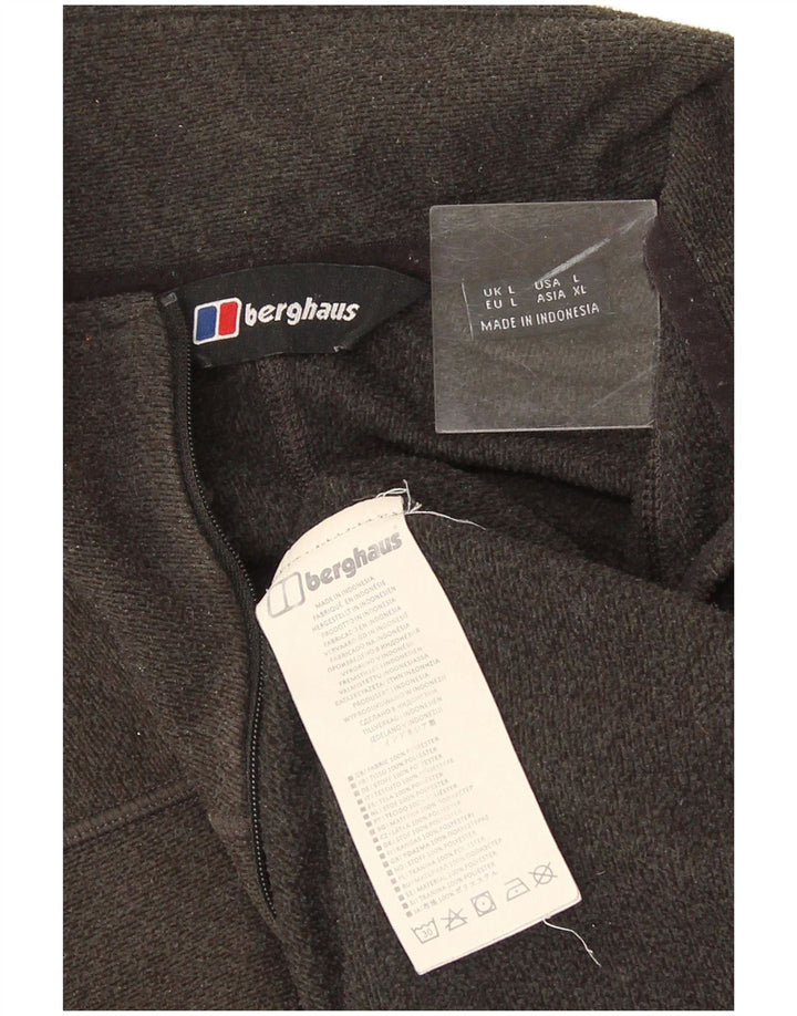 Berghaus Mens Zip Neck Fleece Jumper Large Green Flecked Polyester