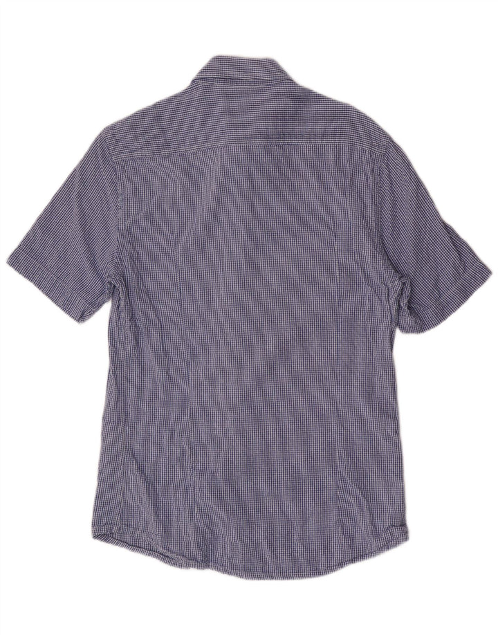 Kappa Mens Short Sleeve Regular Fit Shirt Small Blue Check Cotton