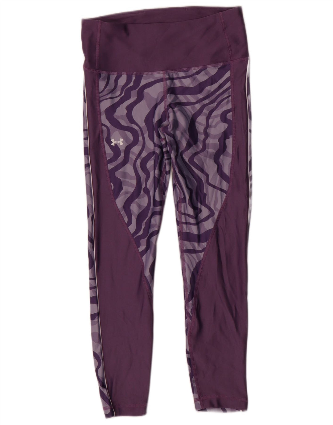 Under Armour Womens Heat Gear Abstract Pattern Leggings UK 14 Medium Purple