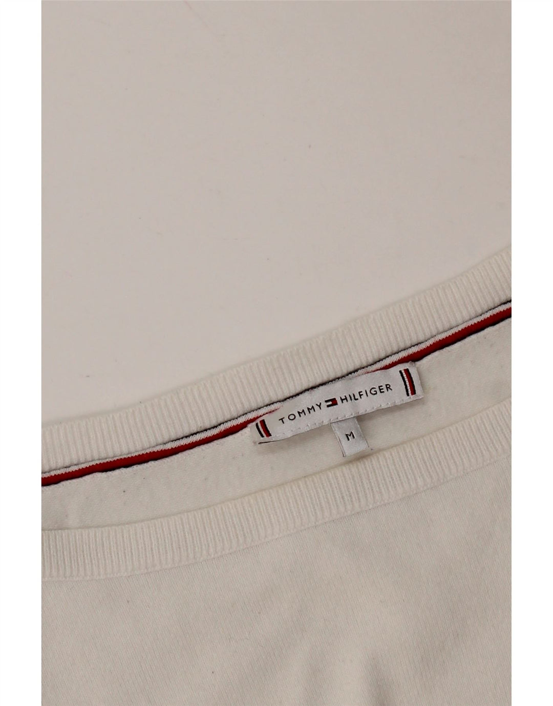 TOMMY HILFIGER Womens Boat Neck Jumper Sweater UK 14 Medium White