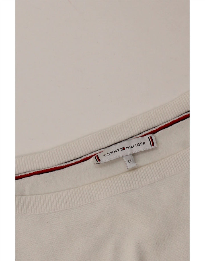 TOMMY HILFIGER Womens Boat Neck Jumper Sweater UK 14 Medium White