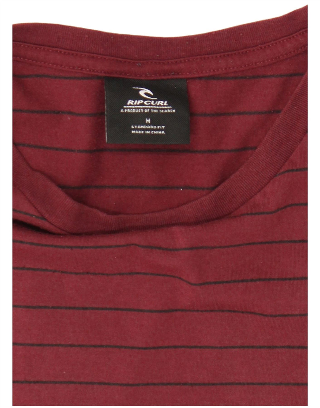 Rip Curl Mens T-Shirt Top Medium Burgundy Striped