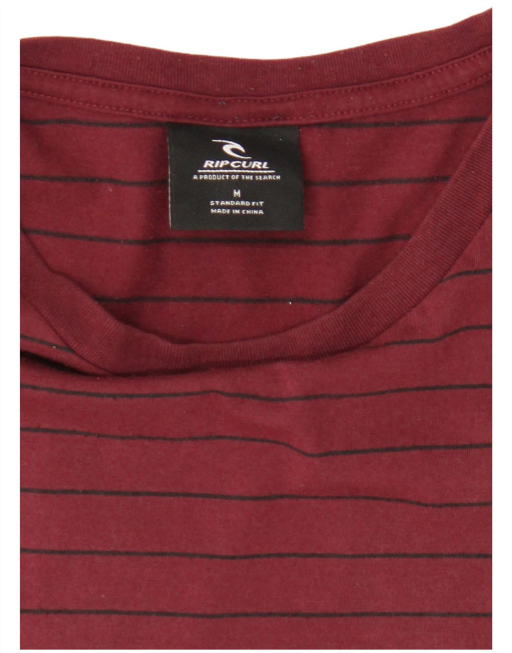 Rip Curl Mens T-Shirt Top Medium Burgundy Striped