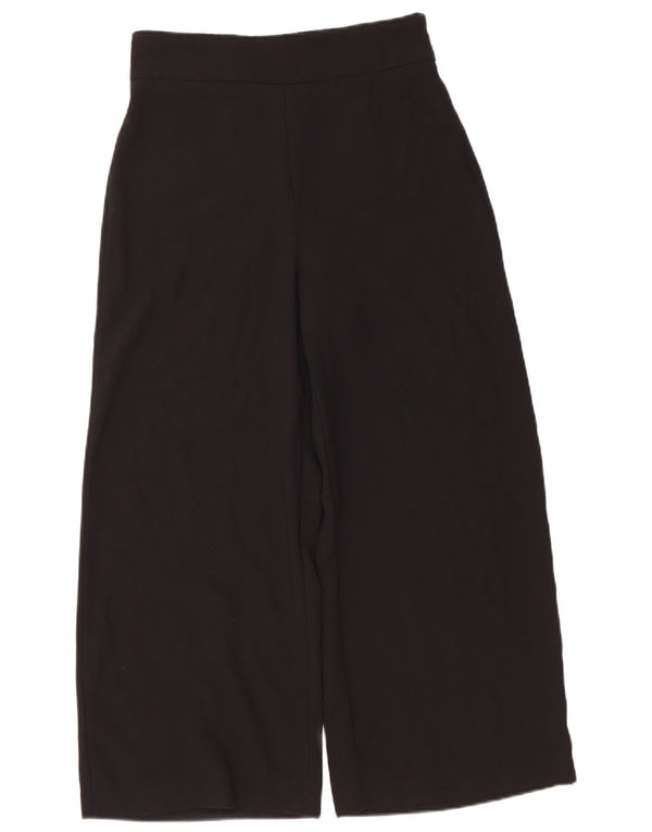 Zara Pantalon court taille haute pour femme, jambe large, Medium W28 L24 Noir