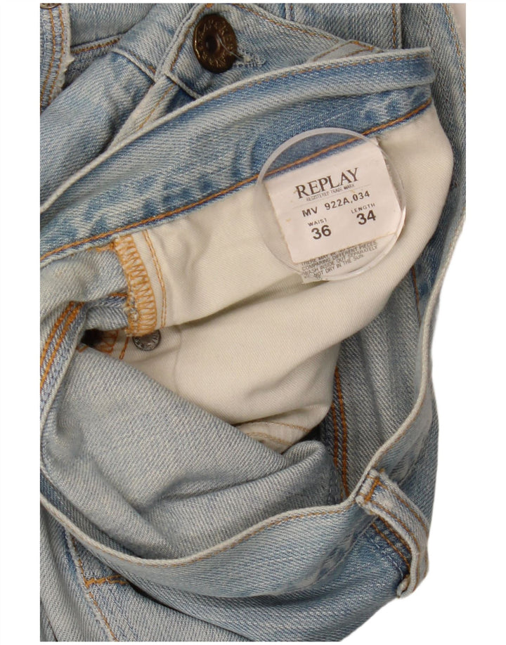 REPLAY Mens Straight Jeans W36 L34  Blue Cotton