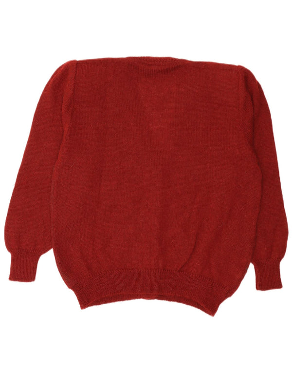 Vintage női kardigán pulóver IT 50 XL bordó virágos mohair