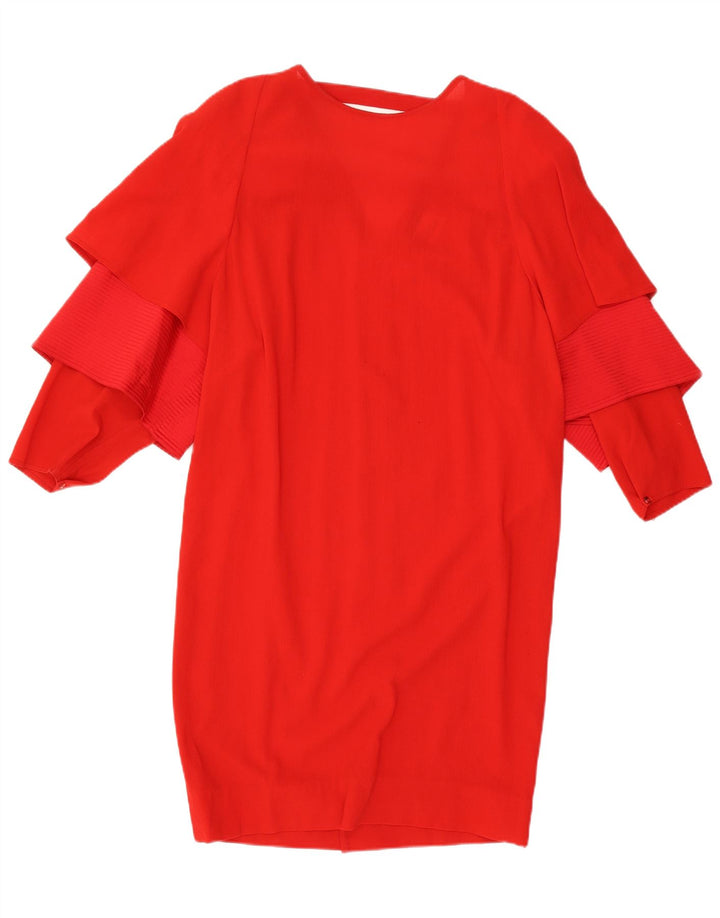 Fendi Dame Langærmet Skift Kjole UK 18 XL Rød Uld