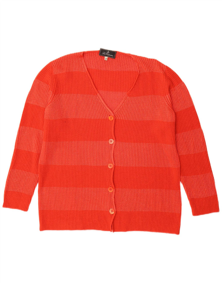 Les Copains Womens Longline Cardigan Sweater IT 46 Large Red Striped
