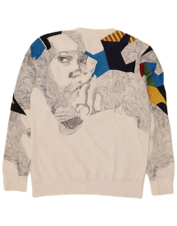 Zara Mens Graphic Sweatshirt Jumper Large White