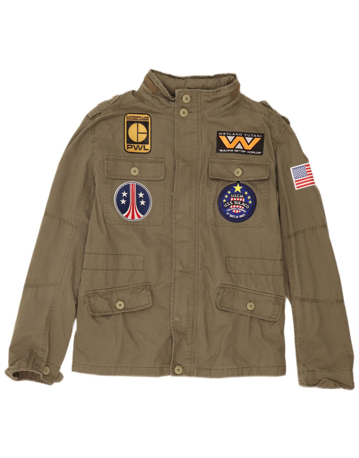 Brandit Mens Graphic Military Jacket UK 38 Medium Khaki Cotton