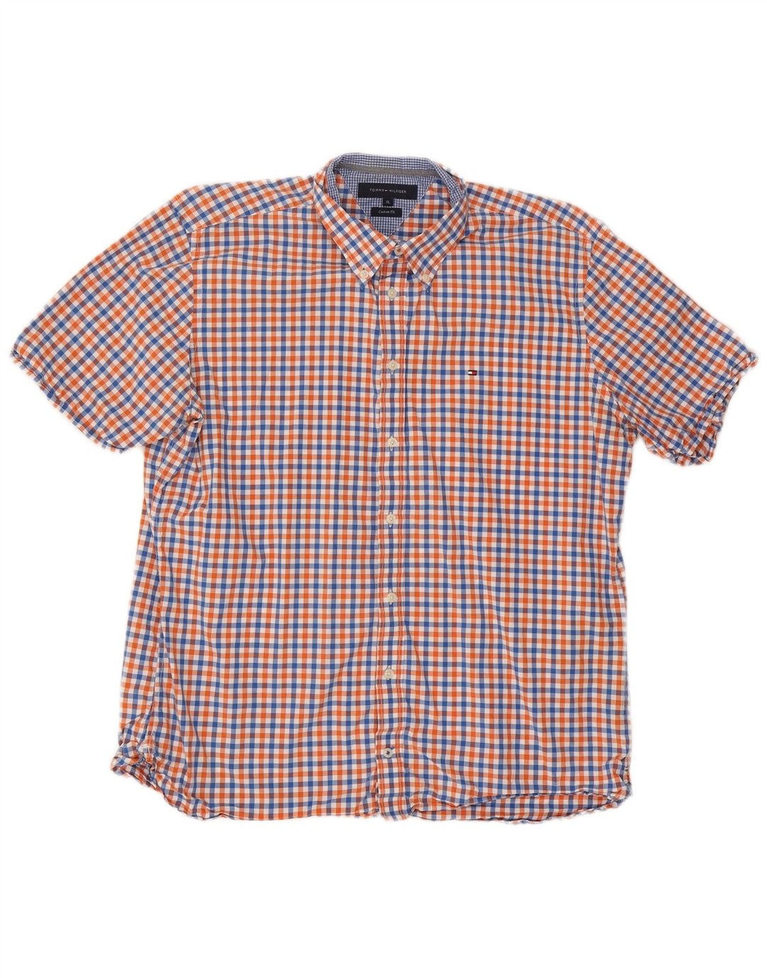 TOMMY HILFIGER Mens Custom Fit Short Sleeve Shirt XL Multicoloured Gingham
