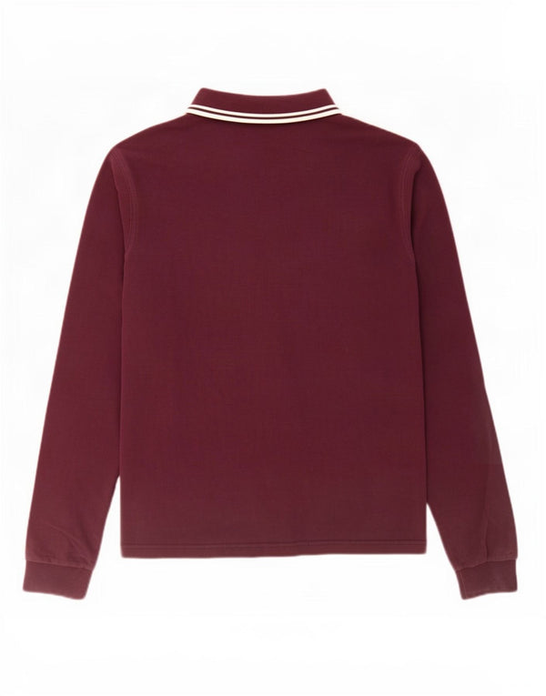 Polo da uomo a maniche lunghe Fred Perry, grande, in cotone a righe bordeaux