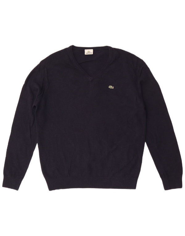 Lacoste Herre V-hals sweater str. 5 Large Marineblå Uld