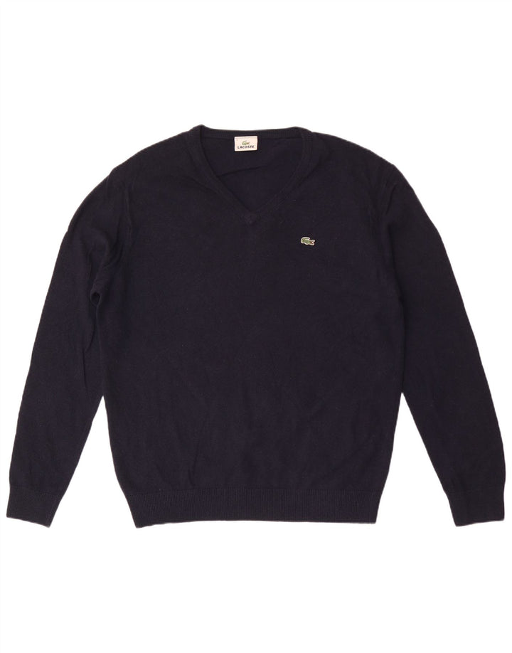 Lacoste Herre V-hals sweater str. 5 Large Marineblå Uld