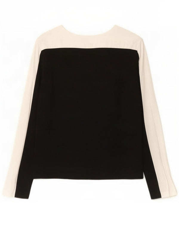 Bluză cu mânecă lungă pentru femei Zara UK 12 Medium Black Colorblock Viscose