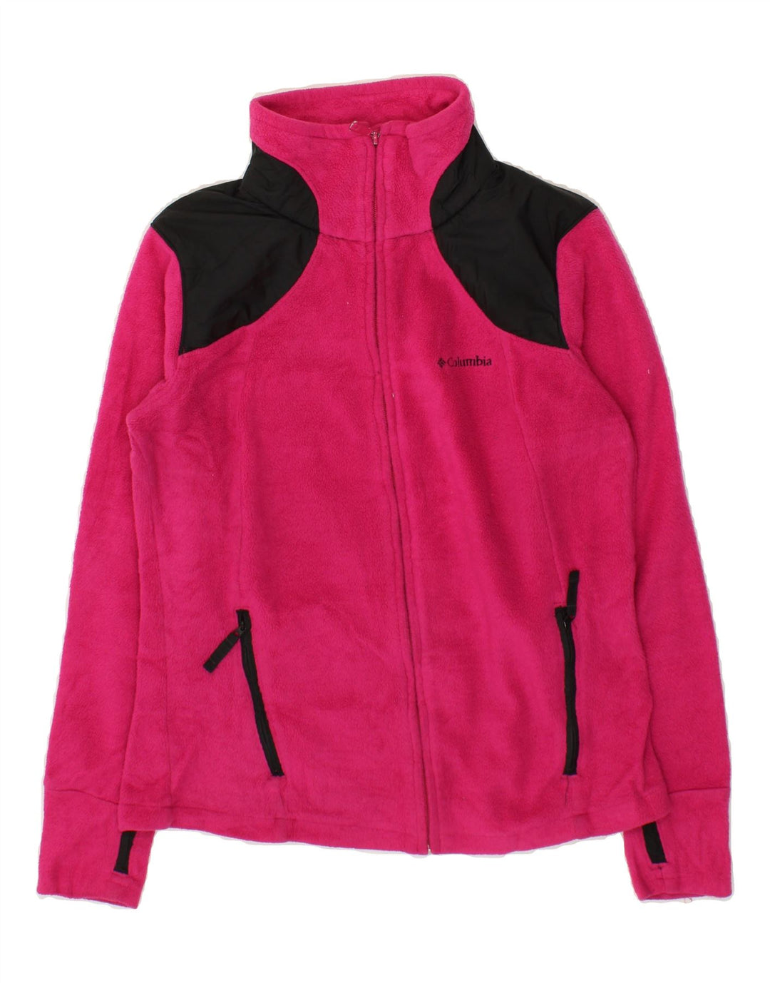 COLUMBIA Womens Fleece Jacket UK 16 Large Pink Colourblock Polyester Vintage Columbia and Second-Hand Columbia from Messina Hembry 