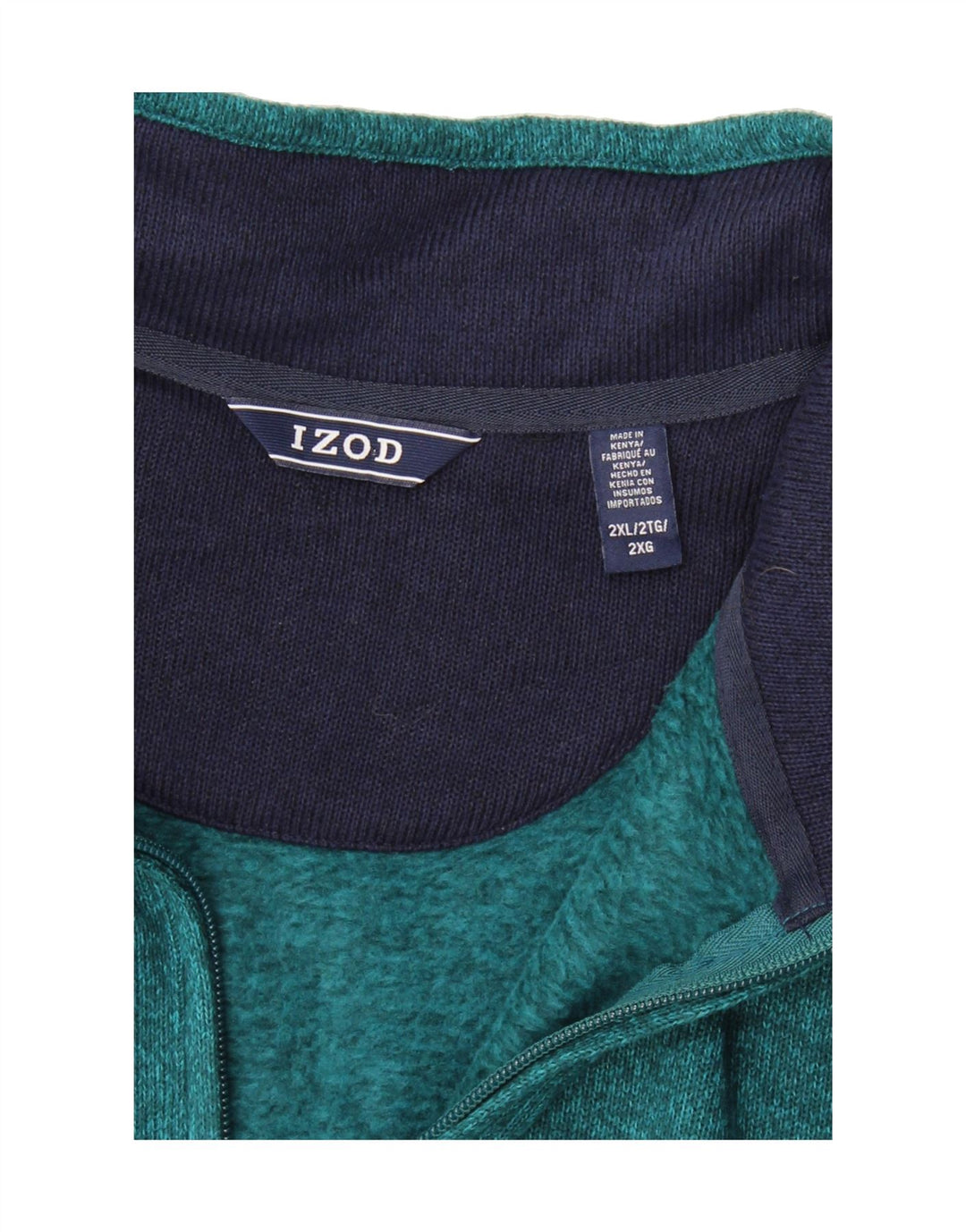 IZOD Mens Zip Neck Sweatshirt Jumper 2XL Green Polyester Vintage Izod and Second-Hand Izod from Messina Hembry 