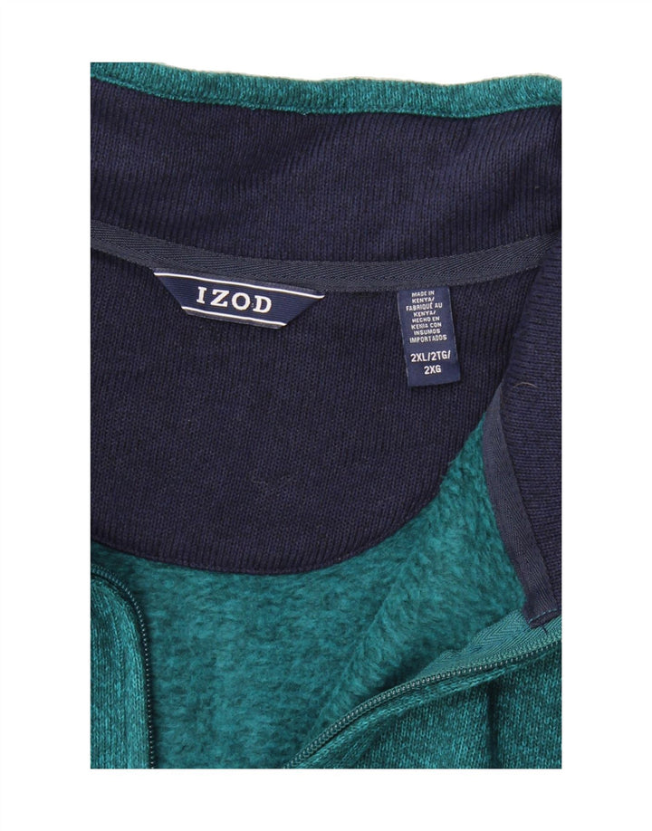 IZOD Mens Zip Neck Sweatshirt Jumper 2XL Green Polyester Vintage Izod and Second-Hand Izod from Messina Hembry 