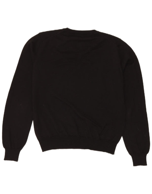 Calvin Klein Mens V-Neck Jumper Sweater Large Black Virgin Wool
