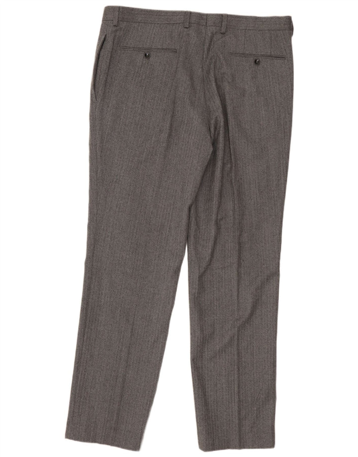 MARKS & SPENCER Mens Autograph Suit Trousers W36 L31 Grey Herringbone