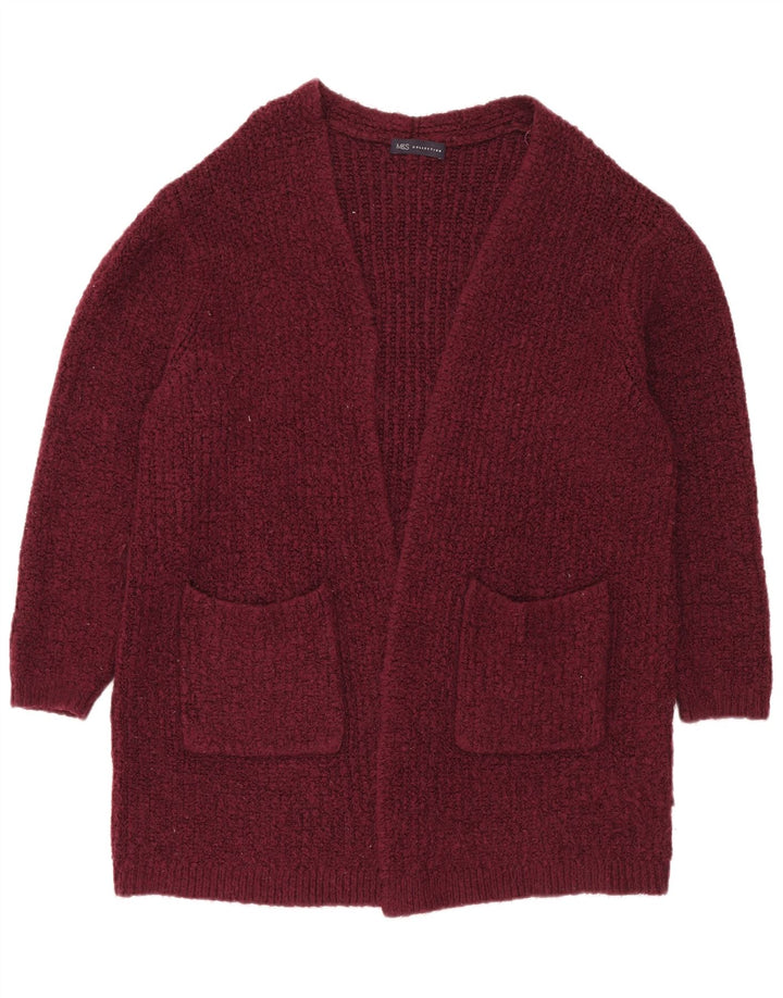 Marks & Spencer Womens Oversized Open Cardigan Sweater UK 16 Large Maroon
