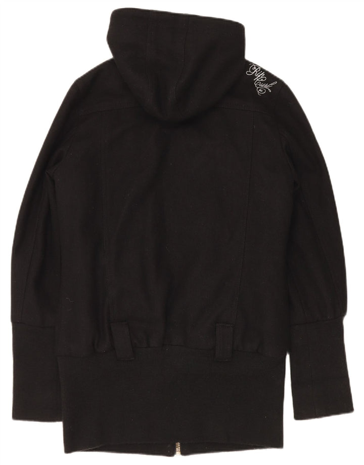 RIP CURL Womens Hooded Windbreaker Jacket UK 10 Small Black Wool