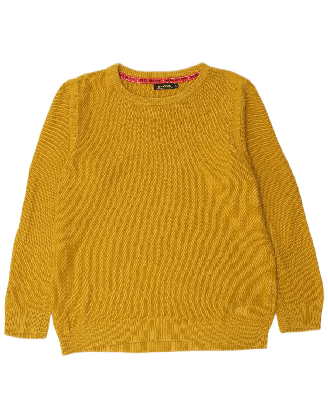 Mistral Mens Crew Neck Jumper Sweater Large Yellow Cotton