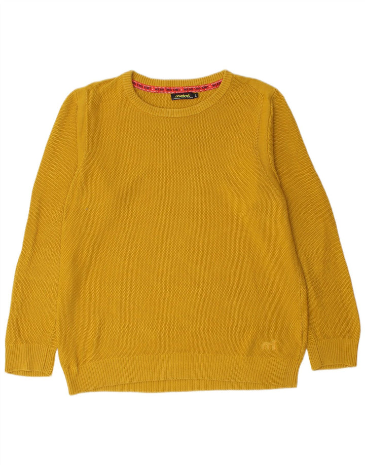 Mistral Mens Crew Neck Jumper Sweater Large Yellow Cotton