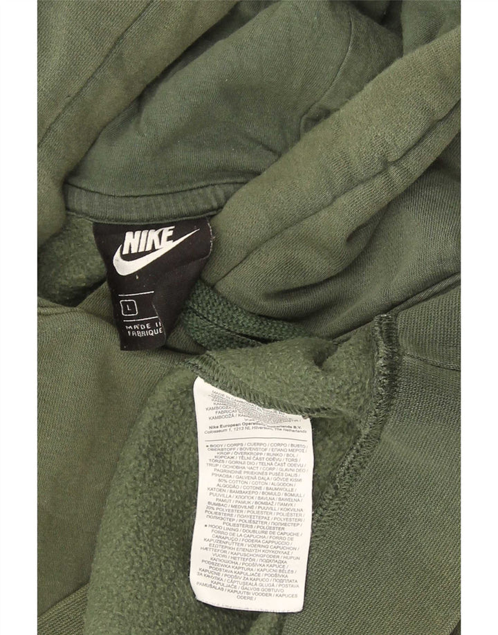 Nike Mens Hoodie Jumper Large Green Cotton