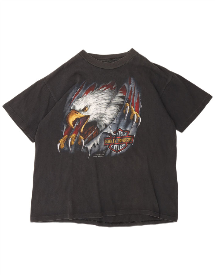 Harley Davidson Mens 1990 Graphic T-Shirt Top Medium Grey Cotton Motorcycle