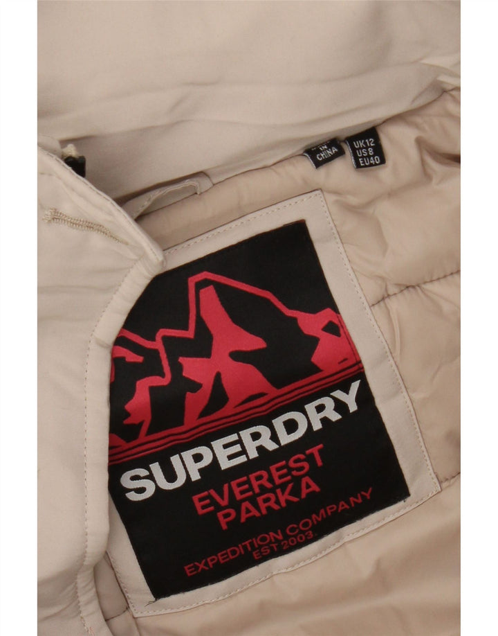 Superdry Womens Hooded Parka Jacket UK 12 Medium Beige