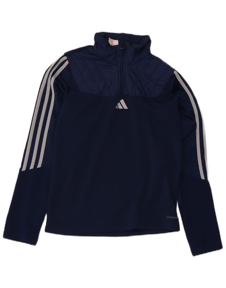 Adidas Boys Aeroready Zip Neck Pullover Tracksuit Top 13-14 Years Navy Blue