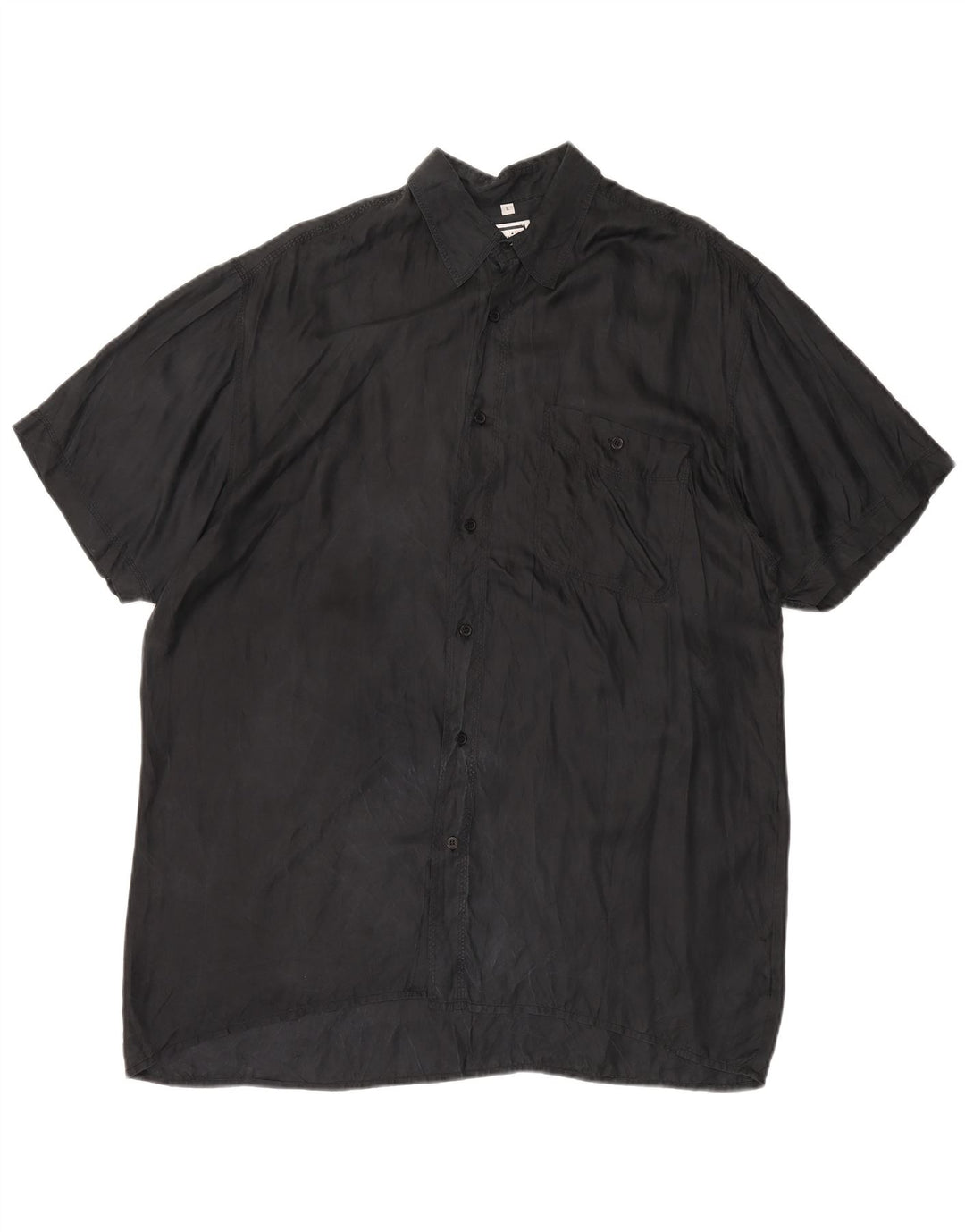 LES CHEMISES Mens Short Sleeve Shirt Large Black