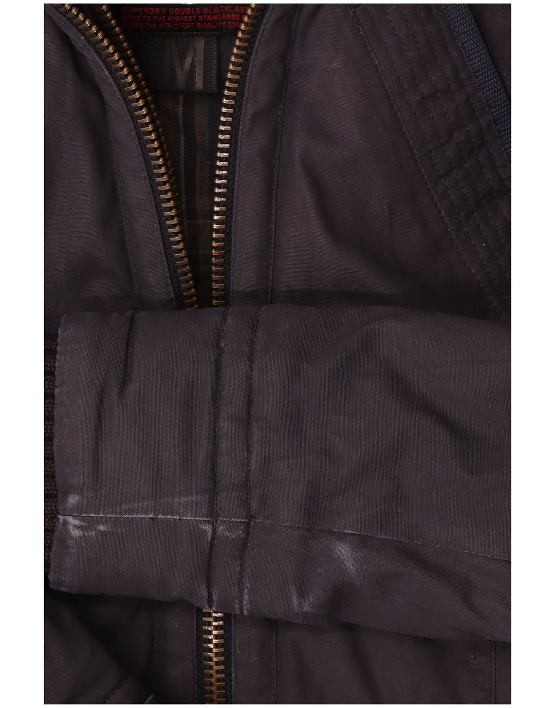 Superdry Womens Hooded Windbreaker Jacket UK 14 Medium Navy Blue Cotton