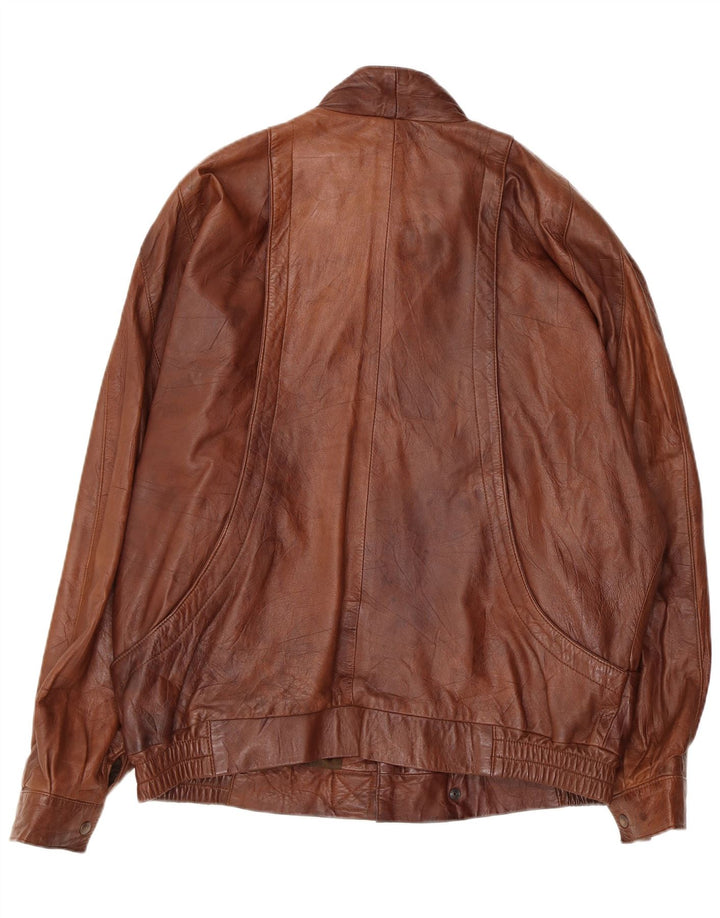Vintage męska kurtka skórzana IT 54 2XL brązowa skóra