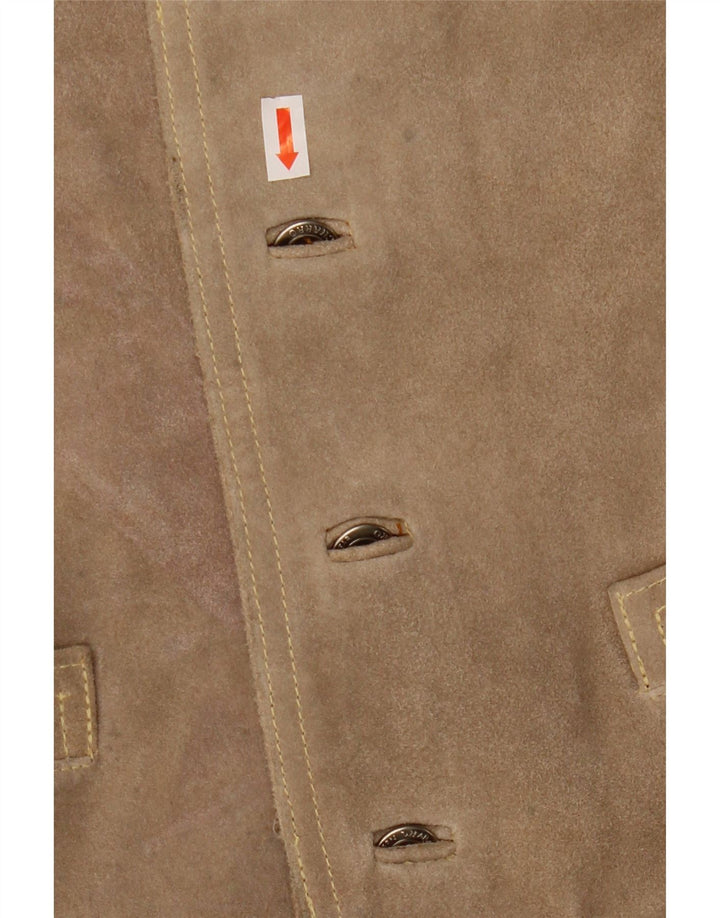 El Charro Mens Suede Waistcoat Medium Beige Leather