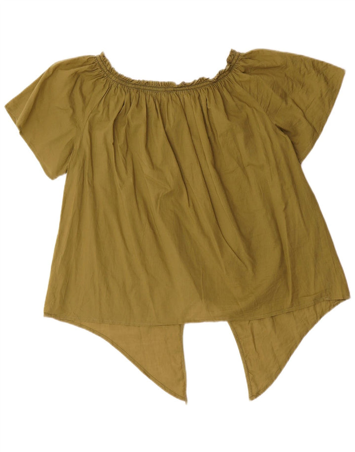 Top Benetton da donna con spalle scoperte e allacciatura sul davanti UK 14 medio cachi