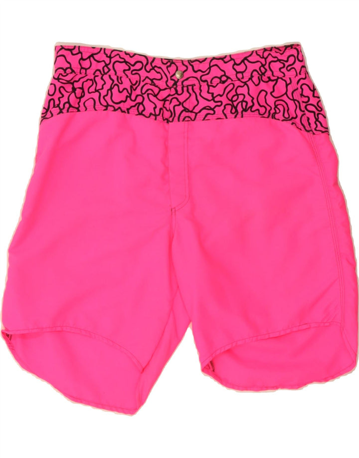 VINTAGE Mens Abstract Pattern Swimming Shorts UK 42 Large Pink Polyamide Vintage Vintage and Second-Hand Vintage from Messina Hembry 
