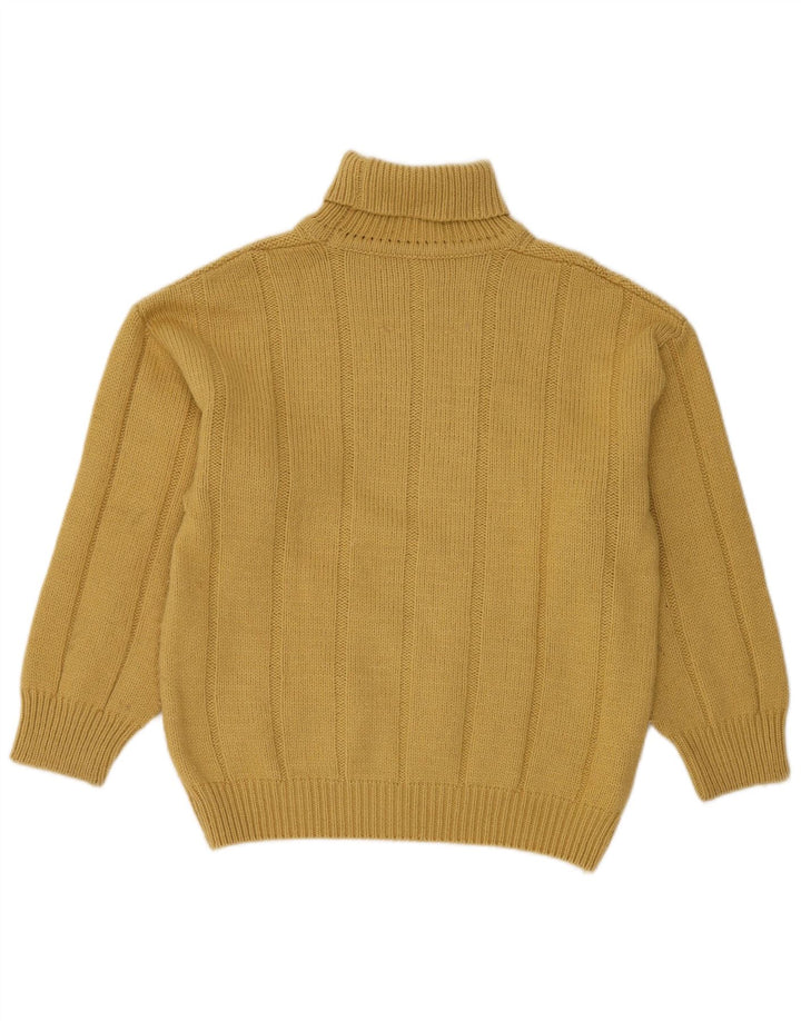 VINTAGE Womens Roll Neck Jumper Sweater IT 48 XL Yellow Wool